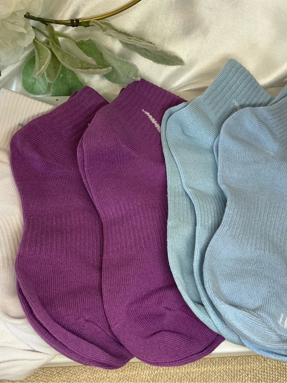 NWOT Nike Dri Fit Ankle Medium 6 Pair Purple White Light Blue Unisex